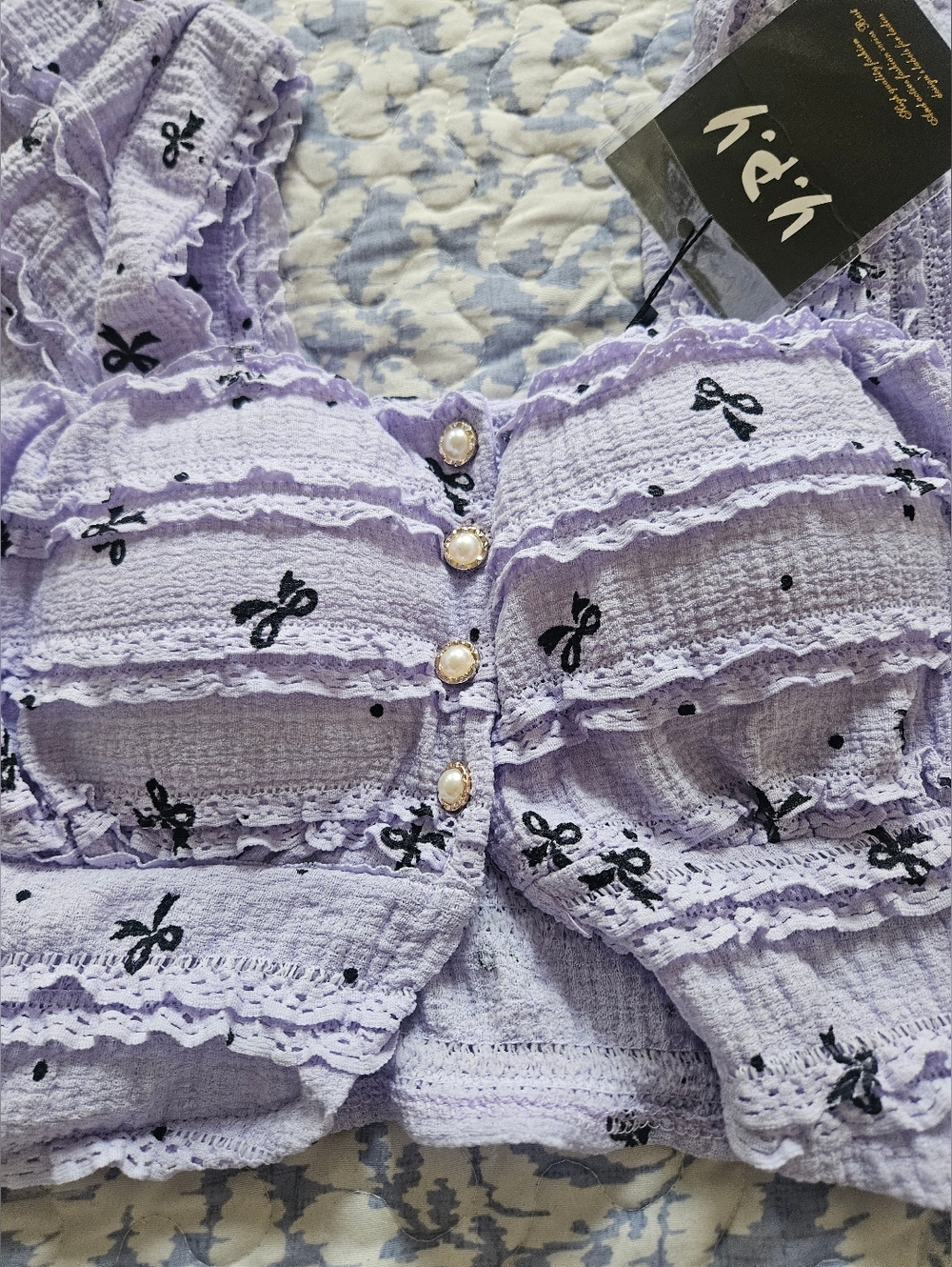 Lavender Ruffled Two-Piece Crop Top & Skirt Set - Picture 2 of 8